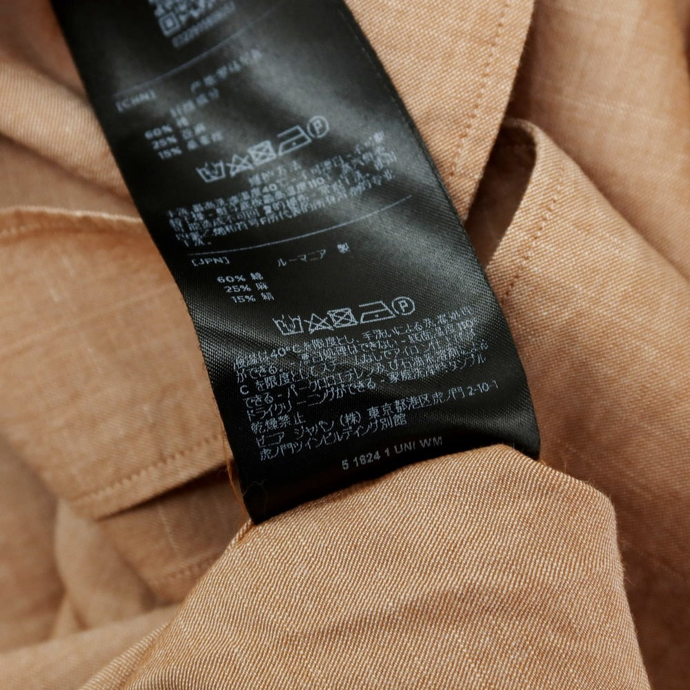 【中古】ゼニア Zegna コットンリネンシルク オープンカラー カジュアルシャツ オレンジブラウン【サイズL】【 状態ランクB 】【 メンズ 】