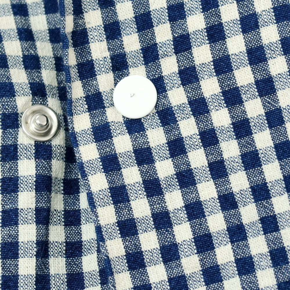 【中古】フォルテラ FORTELA コットン ギンガムチェック オープンカラー 半袖シャツ ネイビーxオフホワイト【サイズM】【 状態ランクB 】【 メンズ 】