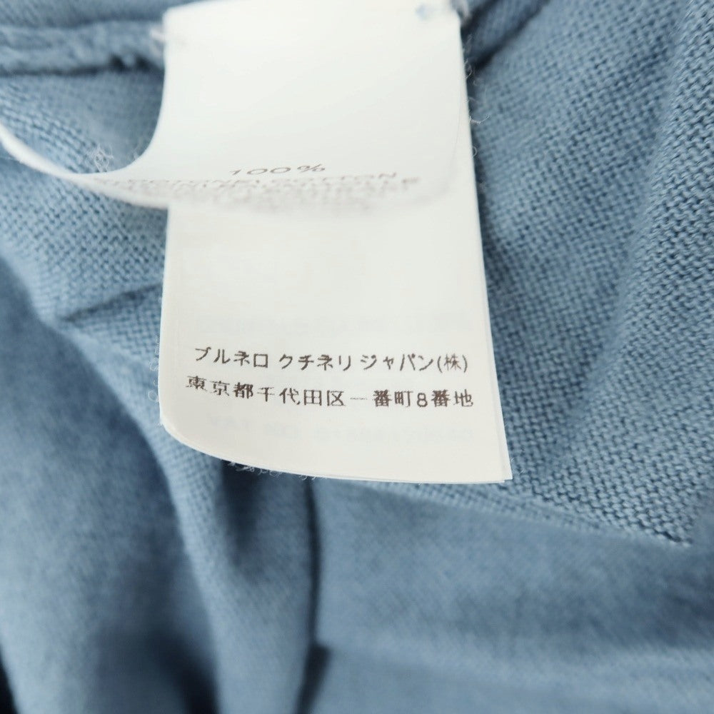 【中古】ブルネロクチネリ Brunello Cucinelli ハイゲージ コットン クルーネック プルオーバーニット ライトブルー【サイズ54】【 状態ランクB 】【 メンズ 】