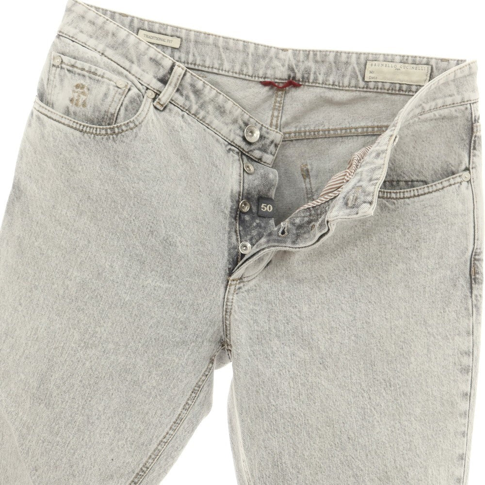 【中古】ブルネロクチネリ Brunello Cucinelli コットン デニムパンツ ジーンズ グレーホワイト【 表記なし(XL位) 】【 状態ランクB 】【 メンズ 】