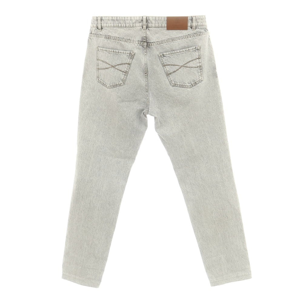 【中古】ブルネロクチネリ Brunello Cucinelli コットン デニムパンツ ジーンズ グレーホワイト【 表記なし(XL位) 】【 状態ランクB 】【 メンズ 】