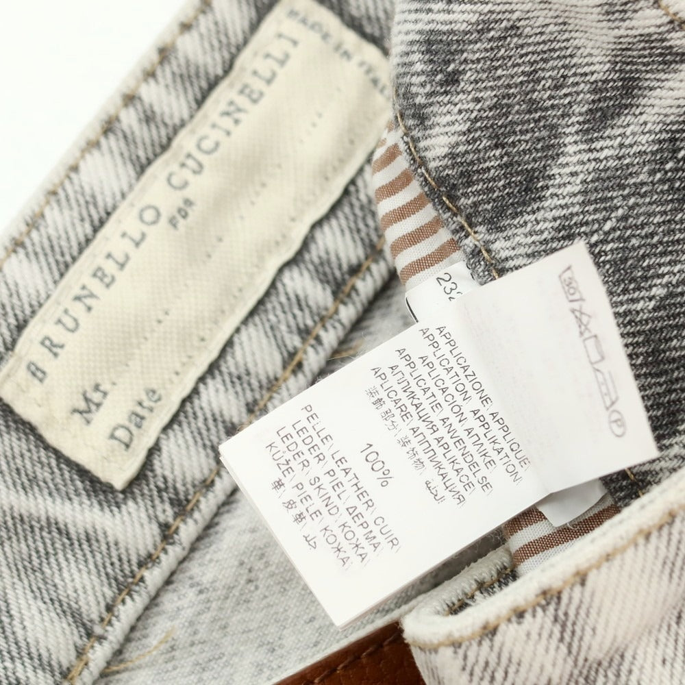 【中古】ブルネロクチネリ Brunello Cucinelli コットン デニムパンツ ジーンズ グレーホワイト【 表記なし(XL位) 】【 状態ランクB 】【 メンズ 】