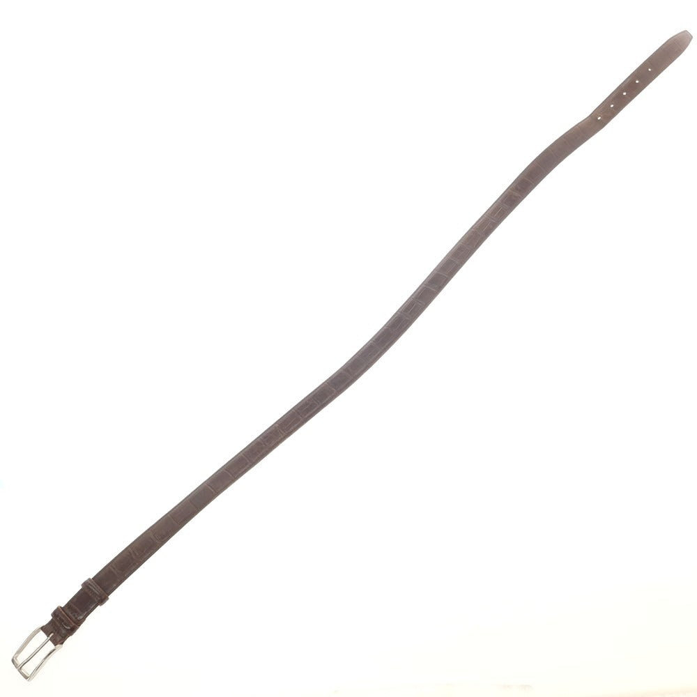 【中古】フェリージ Felisi 85/07 クロコダイル型押しレザー ベルト ブラウンxシルバー【サイズ54-105】【 状態ランクC 】【 メンズ 】