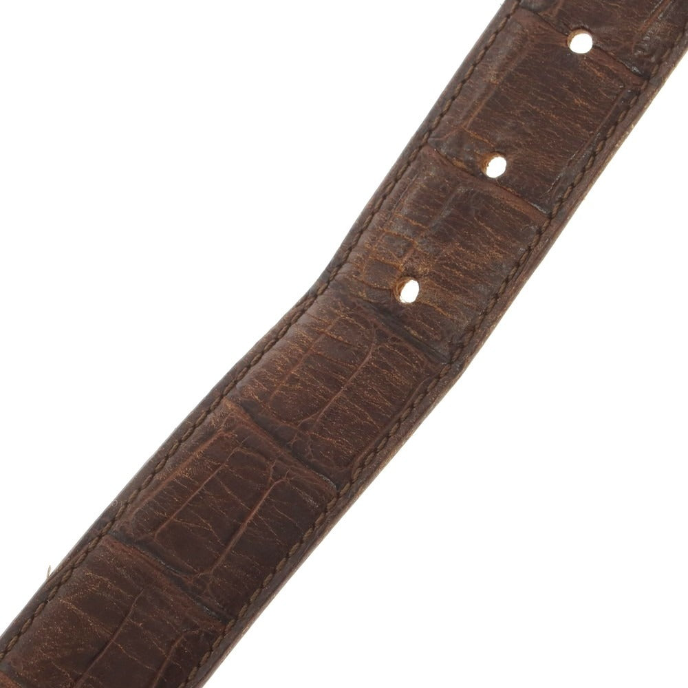 【中古】フェリージ Felisi クロコダイル型押しレザー ベルト ブラウンxシルバー【 85 】【 状態ランクC 】【 メンズ 】