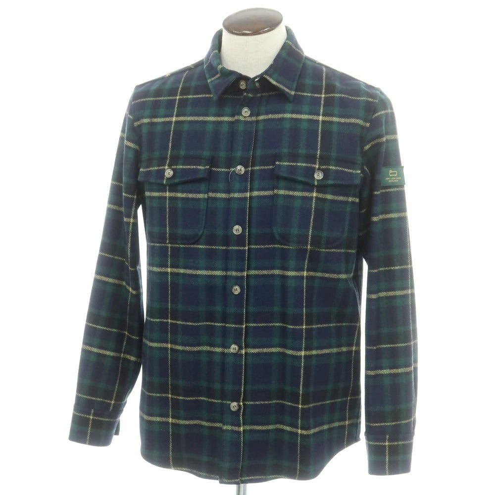 【中古】エメ レオン ドレ Aime Leon Dore × Woolrich ウールポリエステルナイロン チェック カジュアルシャツ ネイビーxグリーン【 L 】【 状態ランクB 】【 メンズ 】