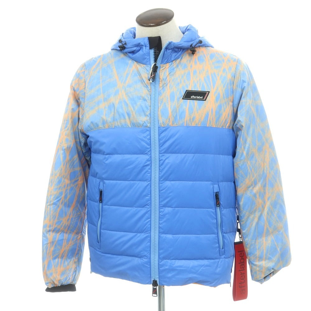【中古】アフターラベル afterlabel ナイロン フーデッド ダウンジャケット ライトブルーxオレンジ【 L 】【 状態ランクA 】【 メンズ 】