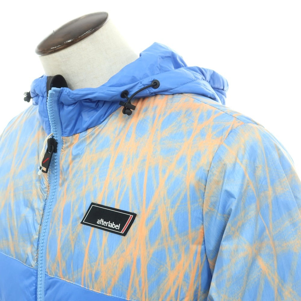 【中古】アフターラベル afterlabel ナイロン フーデッド ダウンジャケット ライトブルーxオレンジ【 L 】【 状態ランクA 】【 メンズ 】