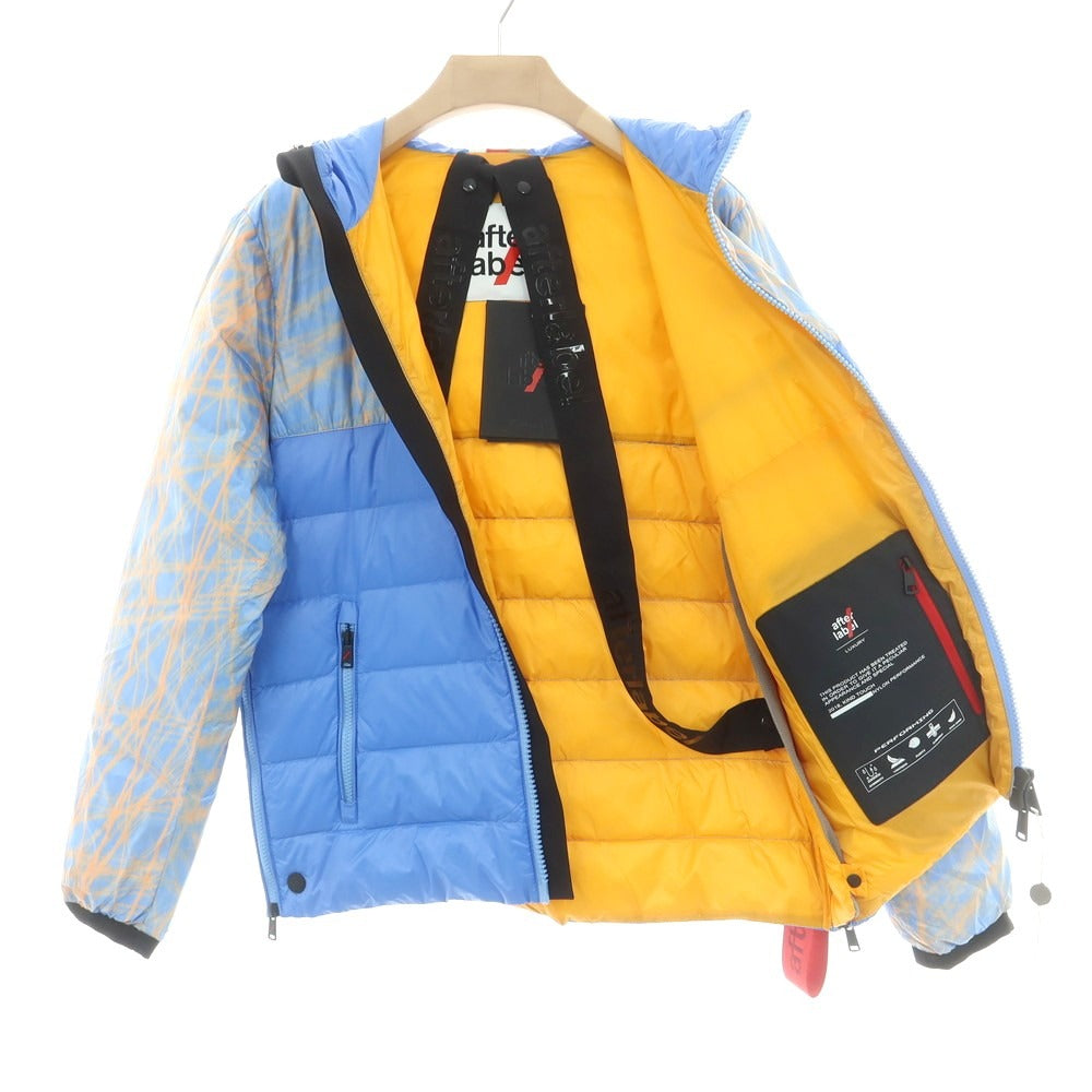 【中古】アフターラベル afterlabel ナイロン フーデッド ダウンジャケット ライトブルーxオレンジ【 L 】【 状態ランクA 】【 メンズ 】