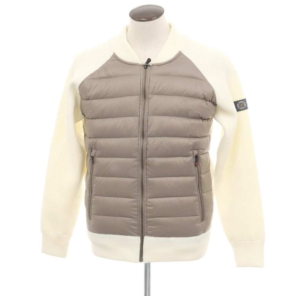 【中古】ジーステージ g-stage ニット ジップ ダウンジャケット ホワイトxグレージュ【 50 】【 状態ランクA 】【 メンズ 】