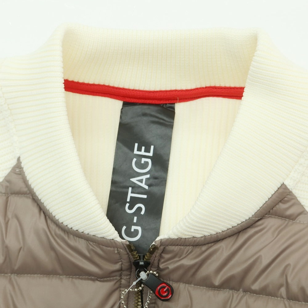 【中古】ジーステージ g-stage ニット ジップ ダウンジャケット ホワイトxグレージュ【 50 】【 状態ランクA 】【 メンズ 】