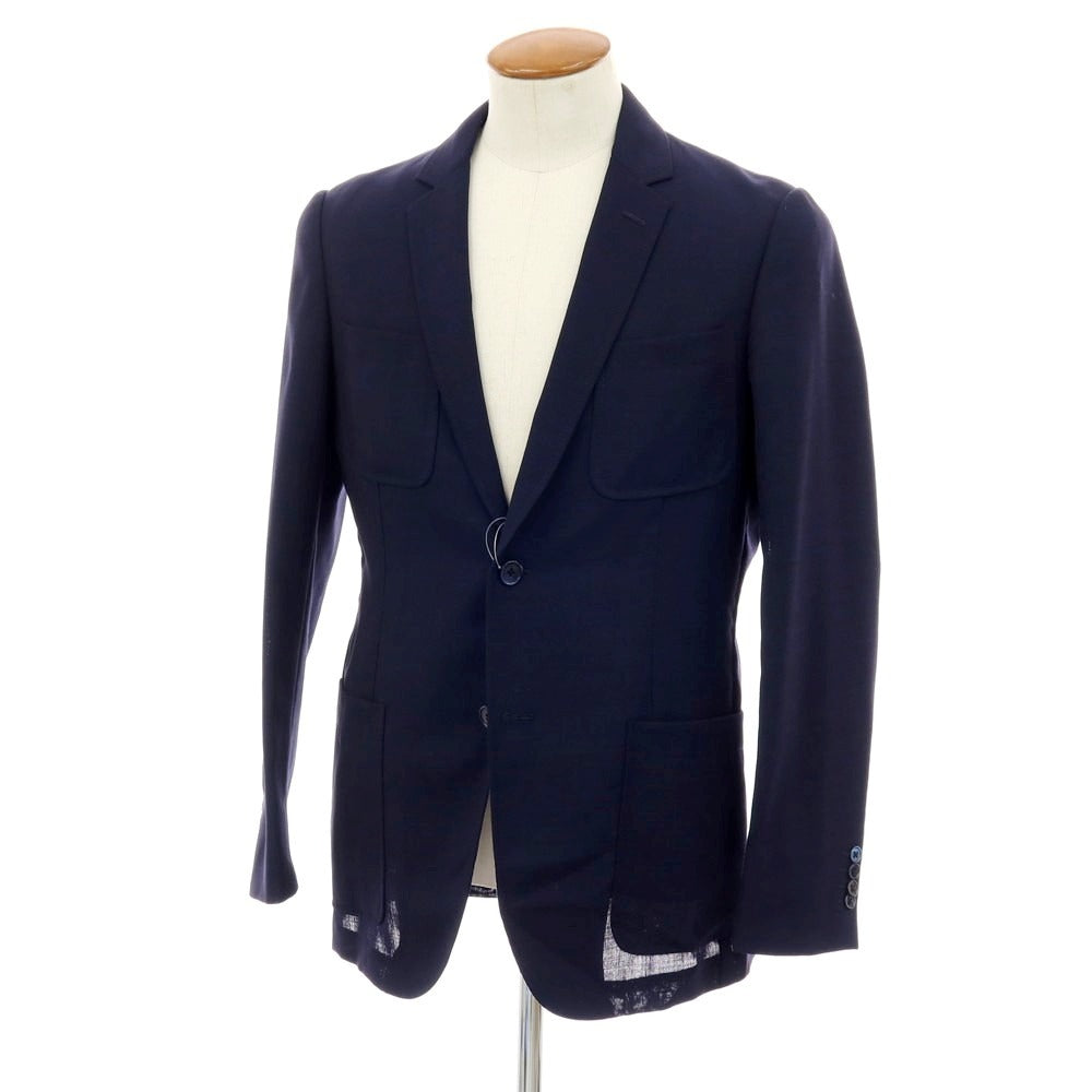 【中古】ベルベスト Belvest サマーウール テーラードジャケット ネイビー【サイズ46】【メンズ】 中古】ベルベスト Belvest サマーウール テーラードジャケット