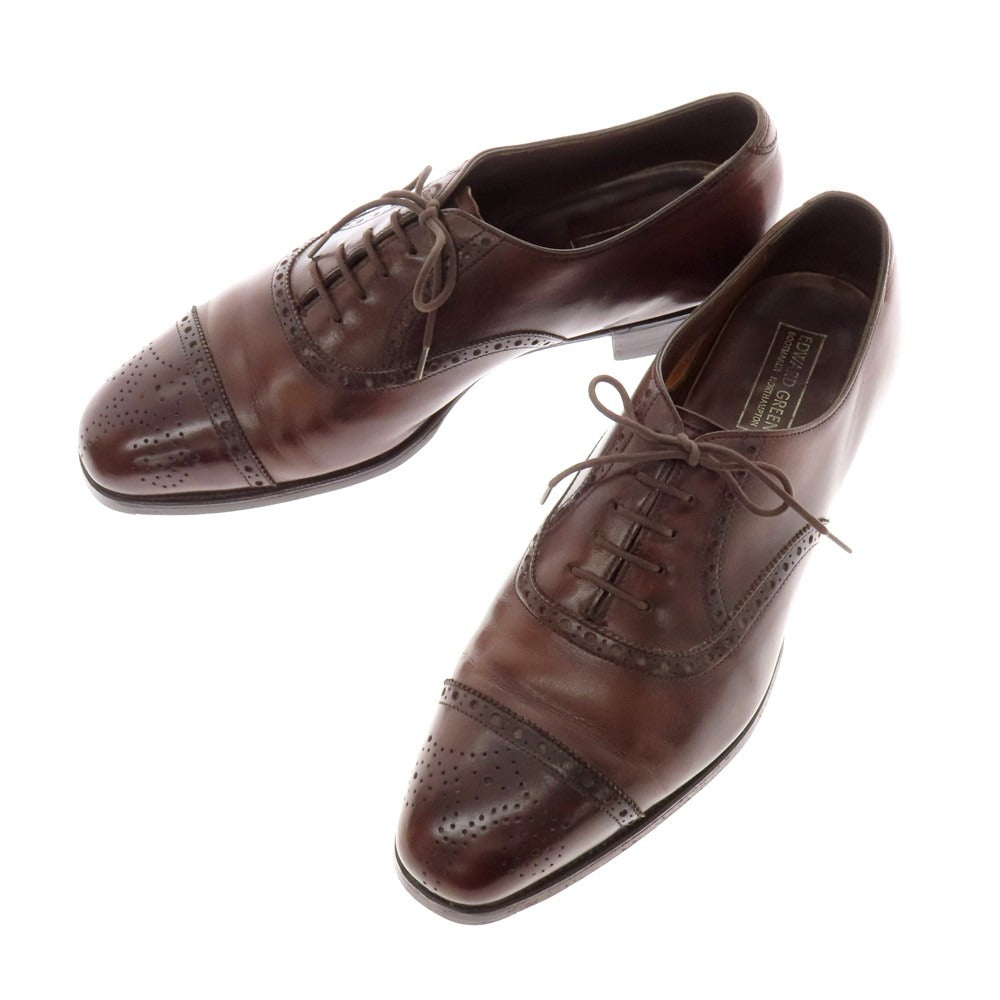 【中古】エドワードグリーン EDWARD GREEN ASQUITH セミブローグ ドレスシューズ ブラウン(ダークオーク)【 7 1/2E 】【 状態ランクC 】【 メンズ 】