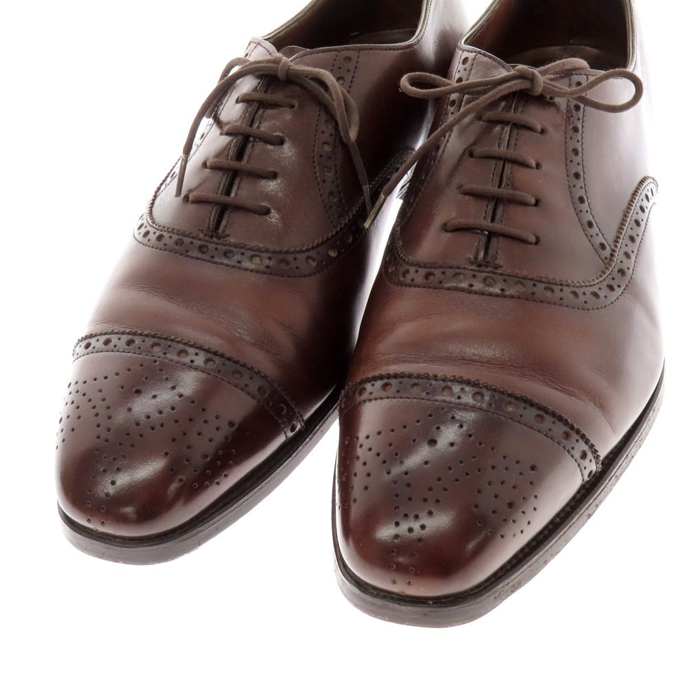 【中古】エドワードグリーン EDWARD GREEN ASQUITH セミブローグ ドレスシューズ ブラウン(ダークオーク)【 7 1/2E 】【 状態ランクC 】【 メンズ 】