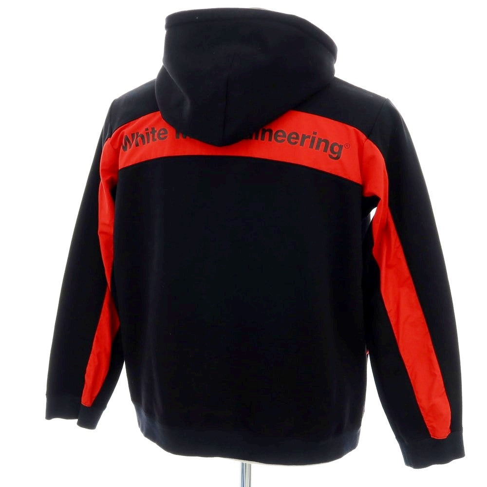 【中古】ホワイトマウンテニアリング WHITE MOUNTAINEERING コットンポリエステル ジャージー フーデッドダブルジップブルゾン ブラックxレッド【 2 】【 状態ランクC 】【 メンズ 】