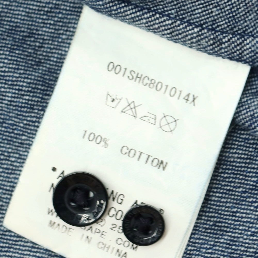 【中古】アベイシングエイプ A BATHING APE コットン デニム ボタンダウン カジュアルシャツ ネイビー【 M 】【 状態ランクB 】【 メンズ 】