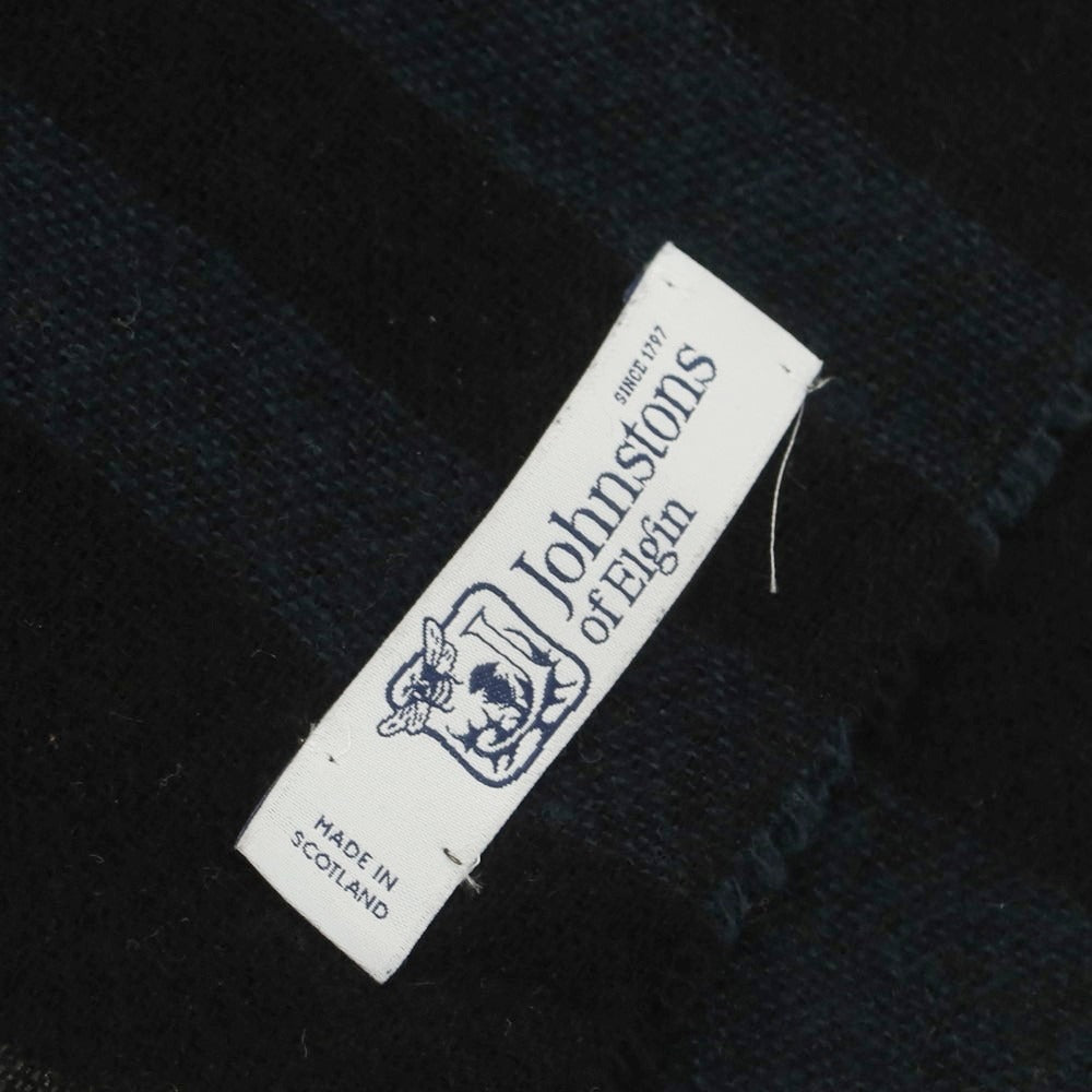 【中古】ジョンストンズ JOHNSTONS ウール ストール ブラックxグリーン【 状態ランクB 】【 ユニセックス 】