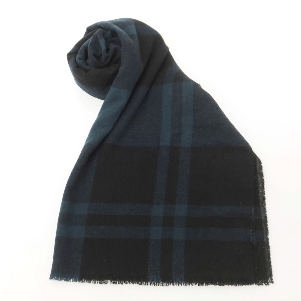 【中古】ジョンストンズ JOHNSTONS ウール ストール ブラックxグリーン【 状態ランクB 】【 ユニセックス 】