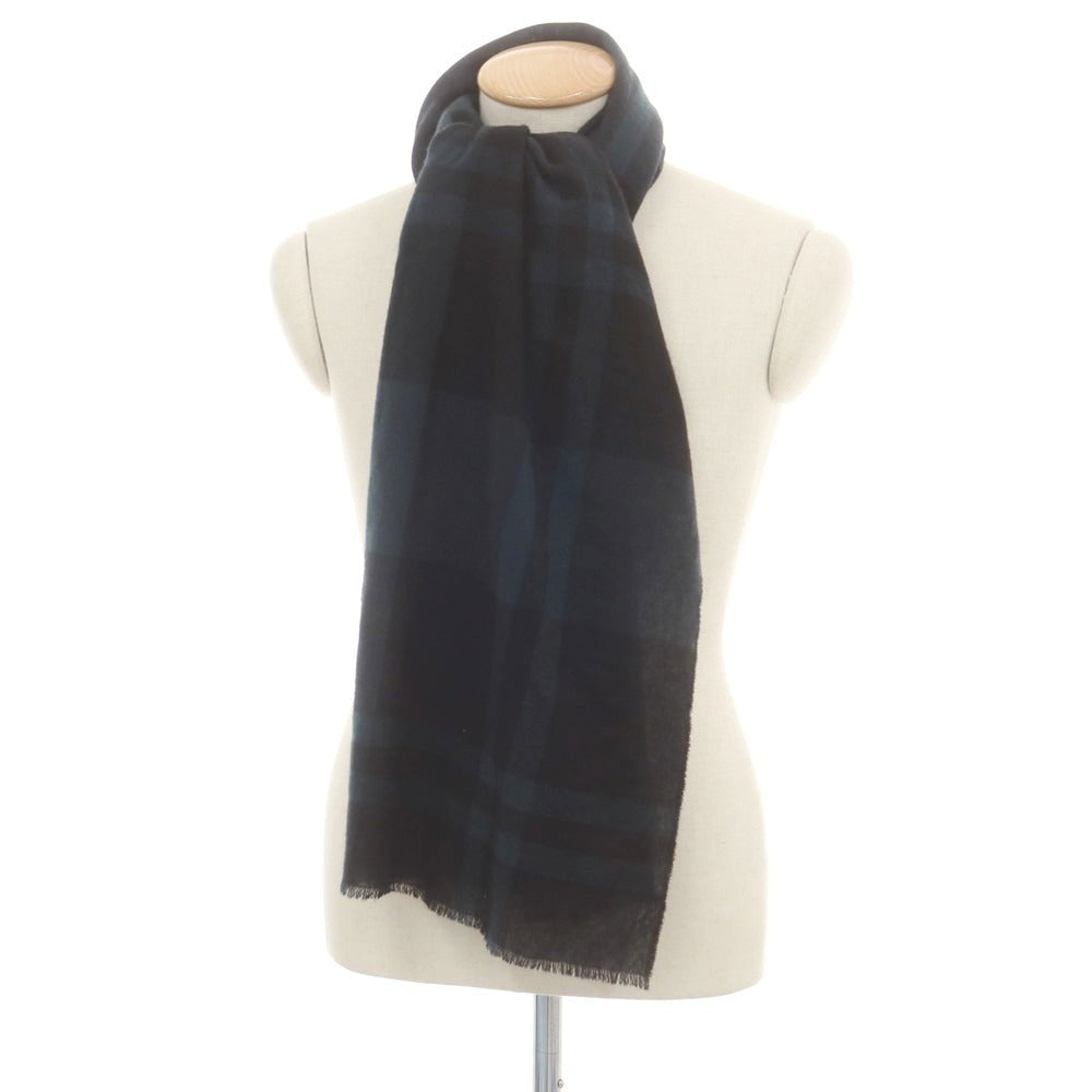 【中古】ジョンストンズ JOHNSTONS ウール ストール ブラックxグリーン【 状態ランクB 】【 ユニセックス 】