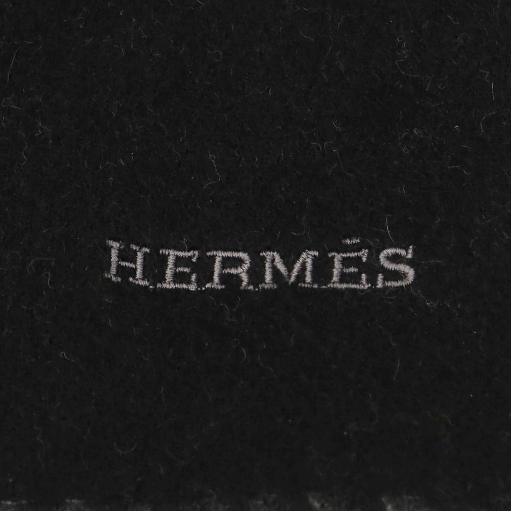 【中古】エルメス HERMES ウール マフラー ブラックxグレー【 状態ランクB 】【 ユニセックス 】