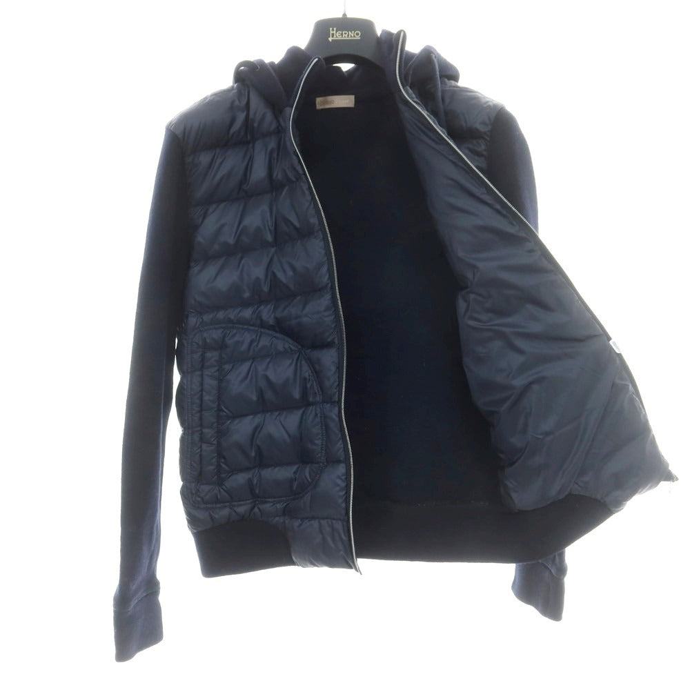 【中古】ヘルノ Herno ナイロン ニット切替 ダウンジャケット ネイビー【 50 】【 状態ランクB 】【 メンズ 】