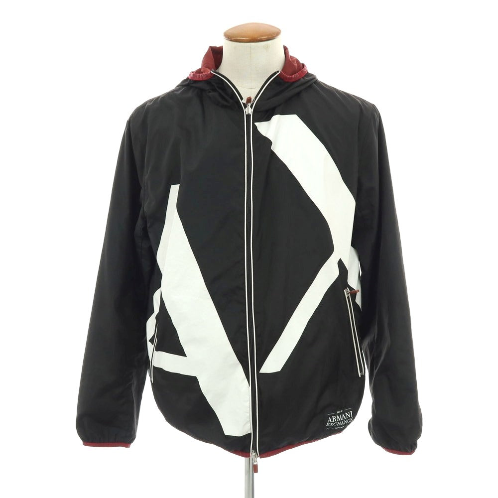 【中古】アルマーニ エクスチェンジ A/X ARMANI EXCHANGE リバーシブル ポリエステル フーデッドブルゾン ブラックxマルーン【 M 】【 状態ランクC 】【 メンズ 】