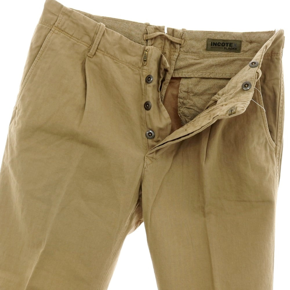 【中古】インコテックス INCOTEX コットンリネン ヘリンボーン織り カジュアルスラックスパンツ ベージュ【サイズ32】【 状態ランクB 】【 メンズ 】