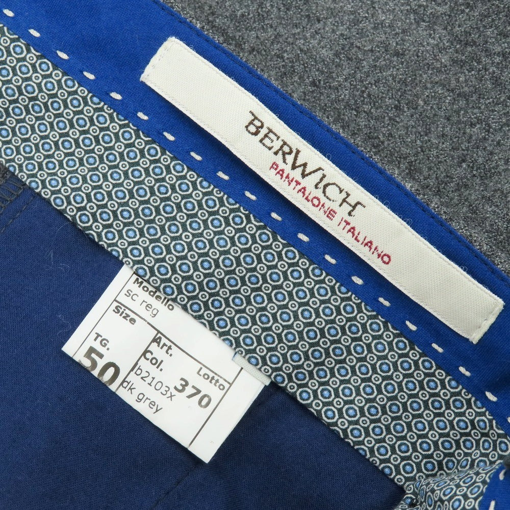 【中古】ベルウィッチ BERWICH ストレッチウール ドレススラックスパンツ グレー【 50 】【 状態ランクC 】【 メンズ 】