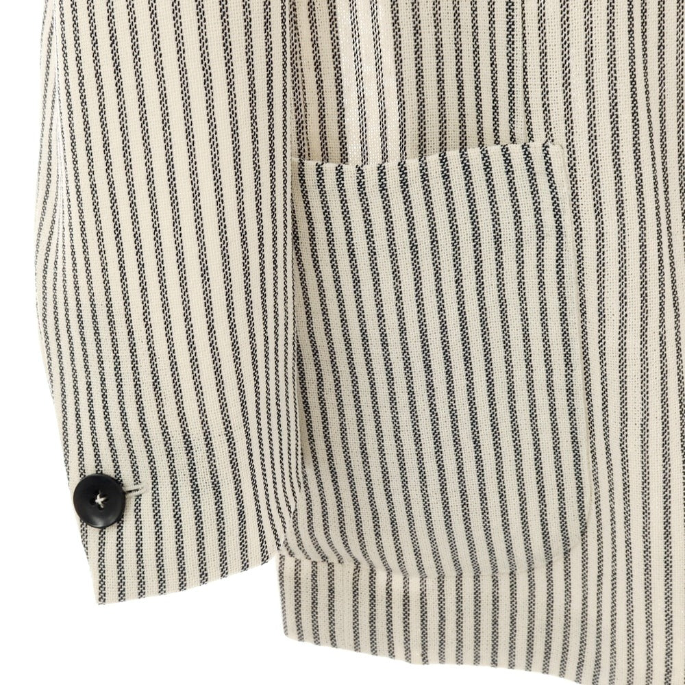 【中古】エルネスト ernesto GFB ウール ストライプ カジュアルジャケット アイボリーxグレー【サイズ44】【 状態ランクB 】【 メンズ 】