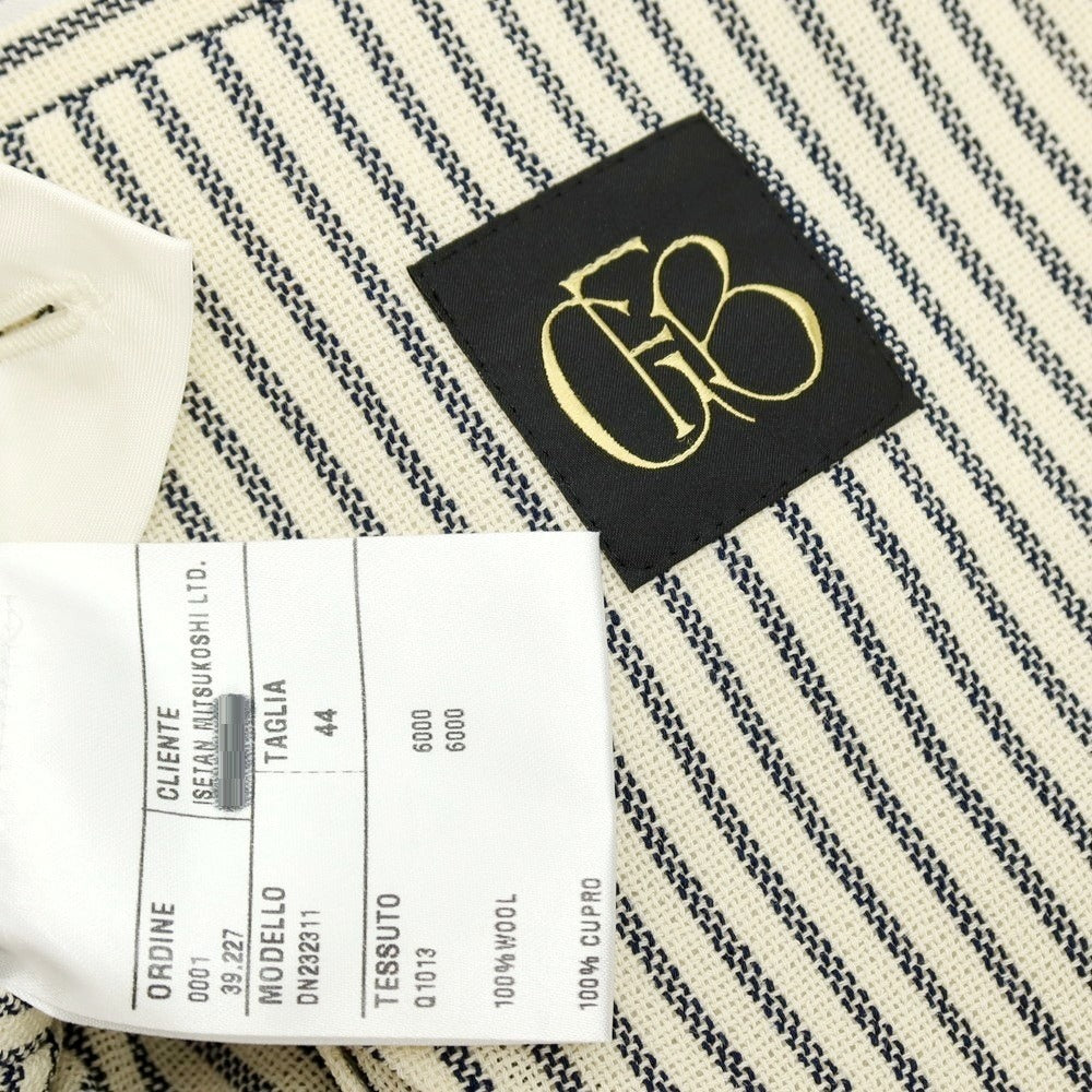 【中古】エルネスト ernesto GFB ウール ストライプ カジュアルジャケット アイボリーxグレー【サイズ44】【 状態ランクB 】【 メンズ 】