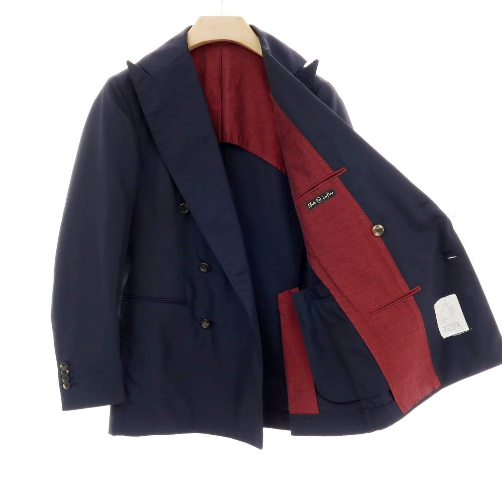 【中古】スティレ ラティーノ STILE LATINO ポリエステル ダブル テーラードジャケット ダークネイビー【サイズ46】【 状態ランクB 】【 メンズ 】