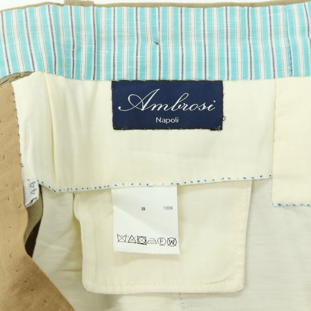 【中古】アンブロージ Ambrosi リネン カジュアルスラックスパンツ カーキオリーブ系【サイズ44】【 状態ランクB 】【 メンズ 】