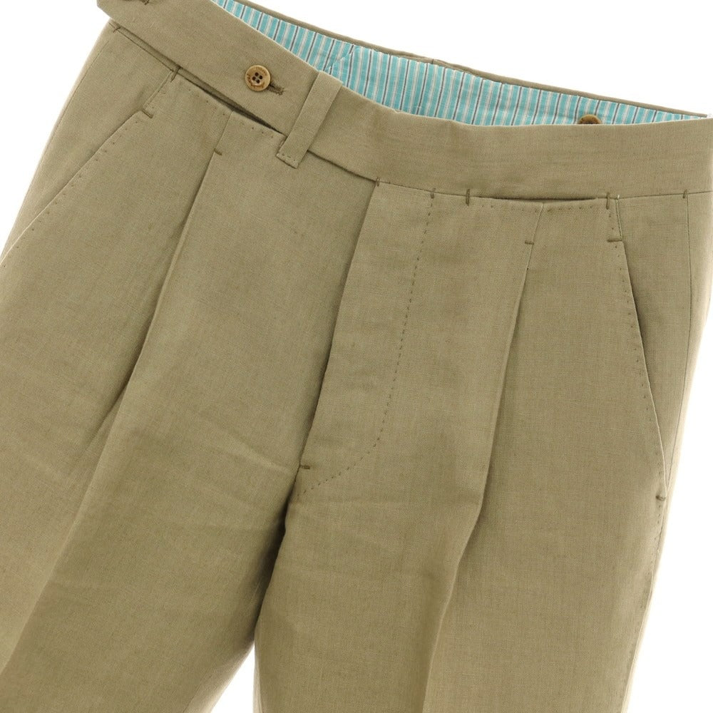 【中古】アンブロージ Ambrosi リネン カジュアルスラックスパンツ カーキオリーブ系【サイズ44】【 状態ランクB 】【 メンズ 】