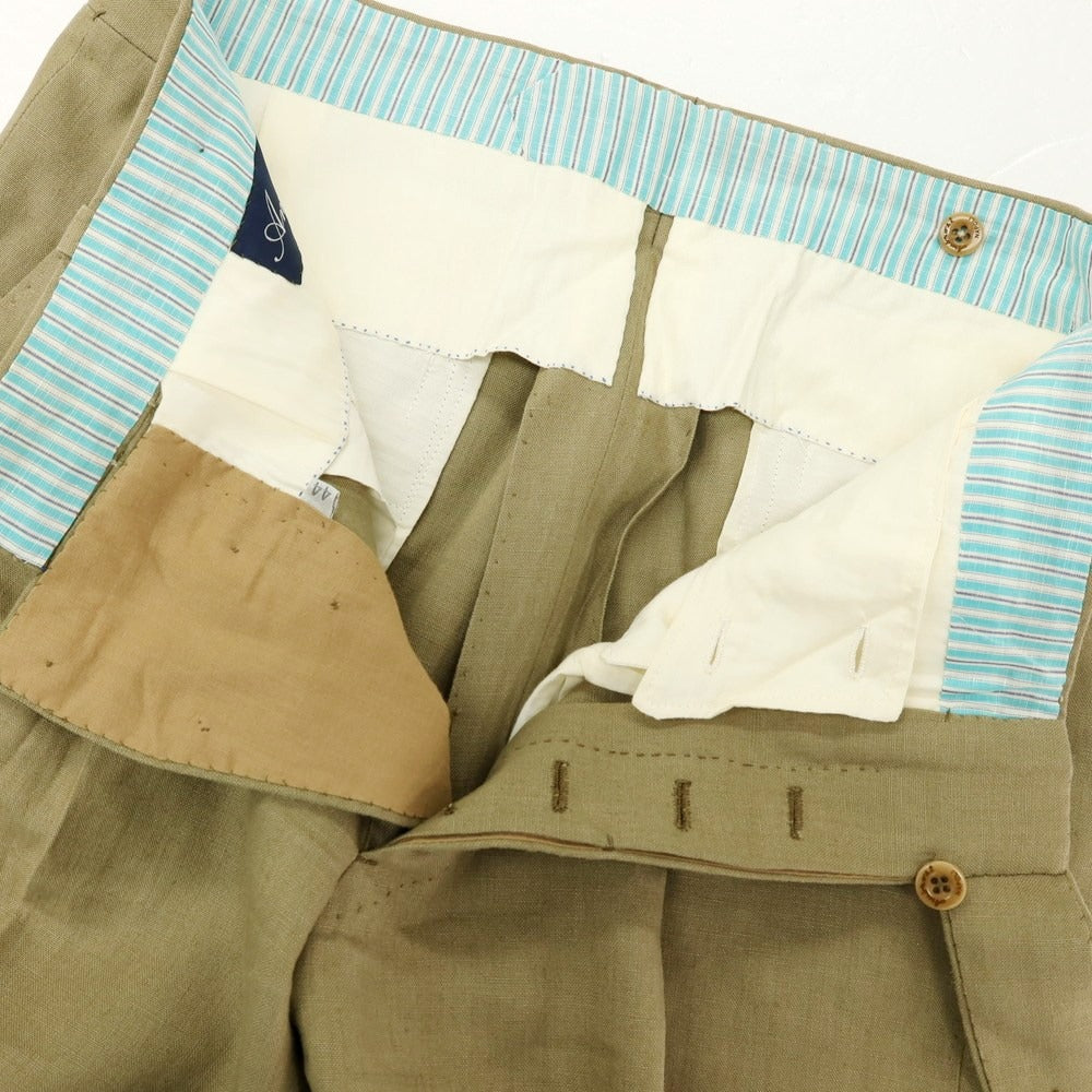 【中古】アンブロージ Ambrosi リネン カジュアルスラックスパンツ カーキオリーブ系【サイズ44】【 状態ランクB 】【 メンズ 】