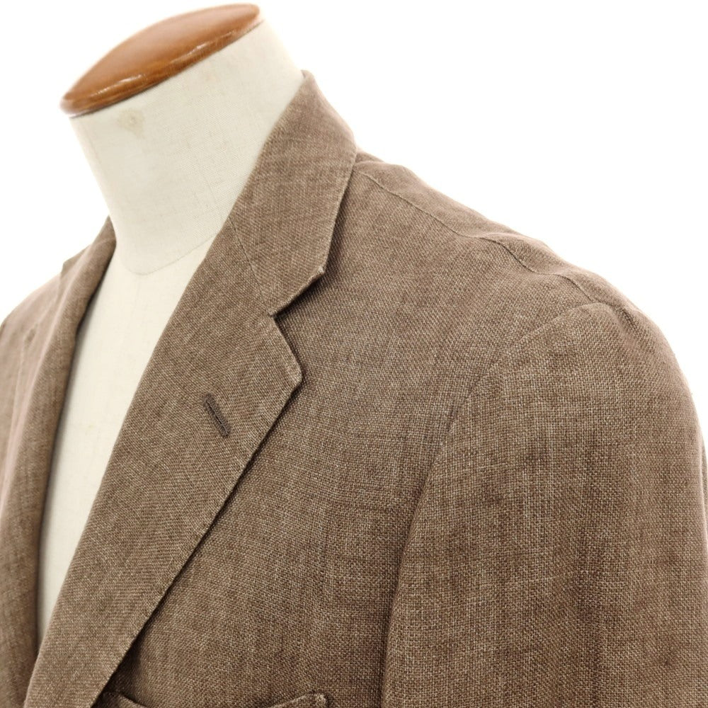 【中古】ラファエル カルーゾ CARUSO Raffaele Caruso Whisper リネン 3B テーラードジャケット ブラウン【サイズ46】【 状態ランクC 】【 メンズ 】