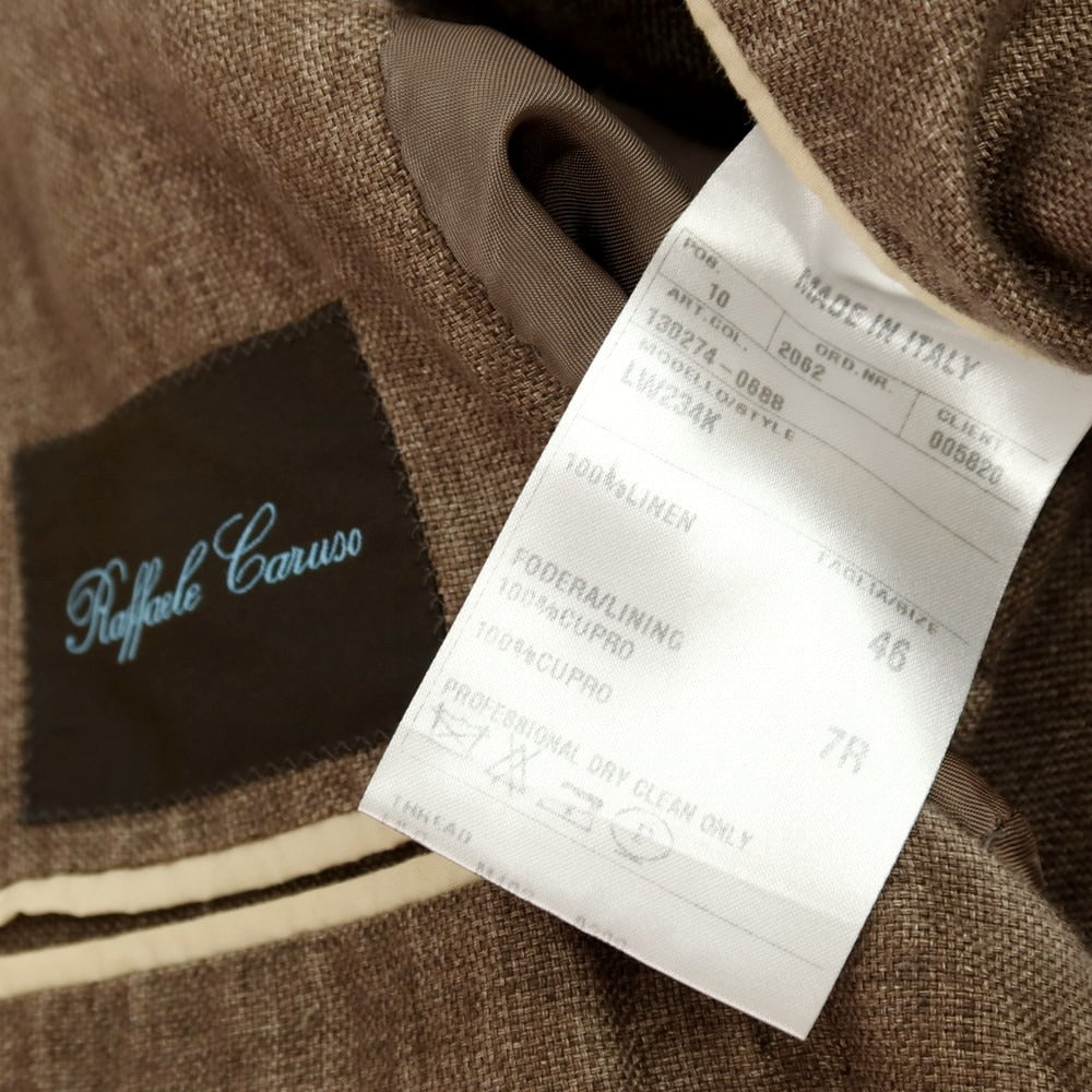 【中古】ラファエル カルーゾ CARUSO Raffaele Caruso Whisper リネン 3B テーラードジャケット ブラウン【サイズ46】【 状態ランクC 】【 メンズ 】