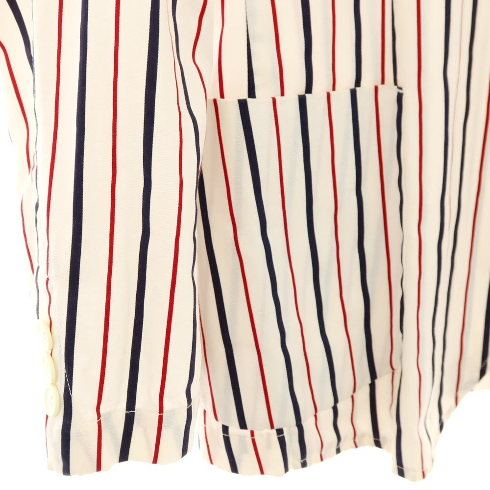 【中古】オリアン ORIAN コットン ストライプ 3B カジュアルジャケット オフホワイトxネイビー×レッド【サイズ44】【 状態ランクC 】【 メンズ 】