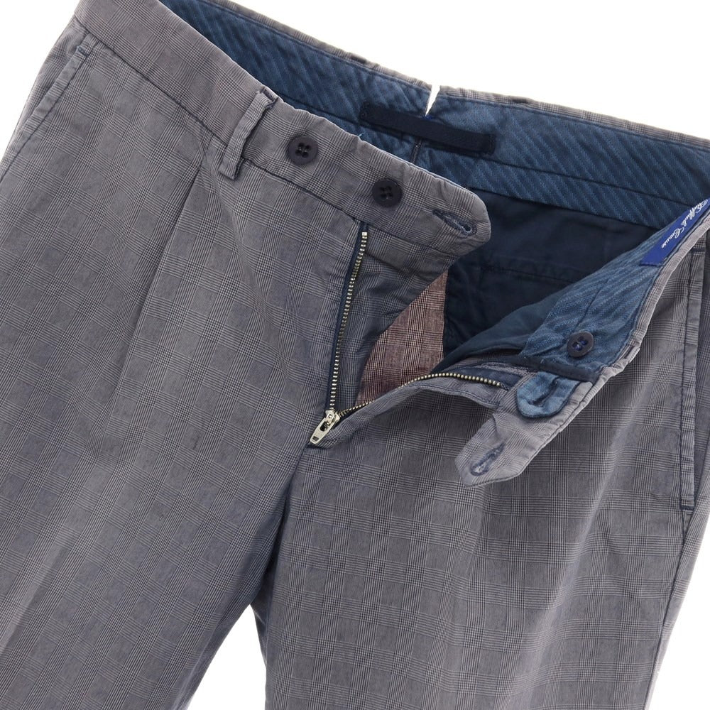 【中古】ラファエル カルーゾ CARUSO Raffaele Caruso コットンナイロン グレンチェック カジュアルスラックスパンツ ネイビー【サイズ46】【 状態ランクC 】【 メンズ 】