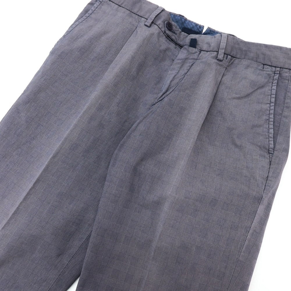 【中古】ラファエル カルーゾ CARUSO Raffaele Caruso コットンナイロン グレンチェック カジュアルスラックスパンツ ネイビー【サイズ46】【 状態ランクC 】【 メンズ 】