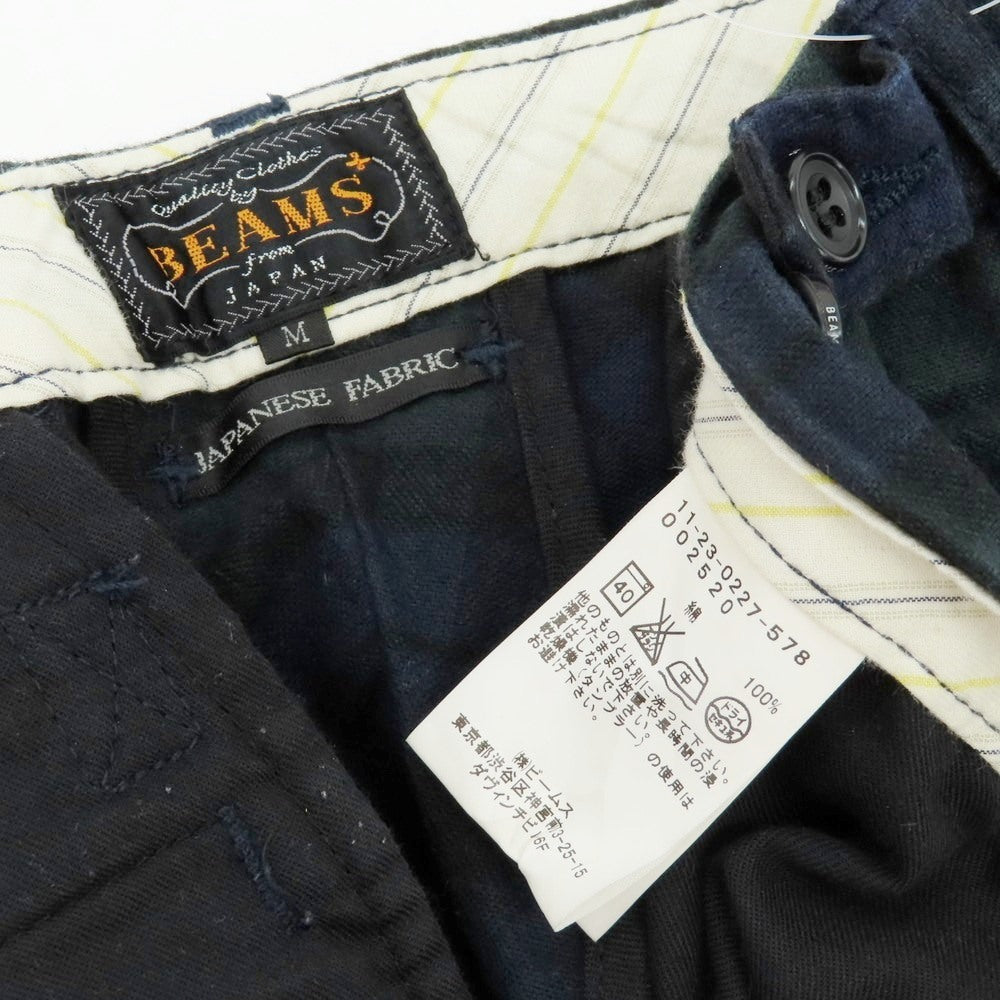 【中古】ビームスプラス BEAMS PLUS コットン チェック カジュアルスラックスパンツ グリーンxネイビー【 M 】【 状態ランクB 】【 メンズ 】