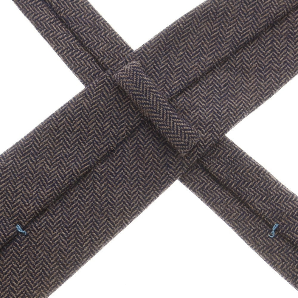 【中古】パオロ アルビザッティ PAOLO ALBIZZATI ウール ヘリンボーン ネクタイ ネイビーxベージュ【 状態ランクB 】【 メンズ 】