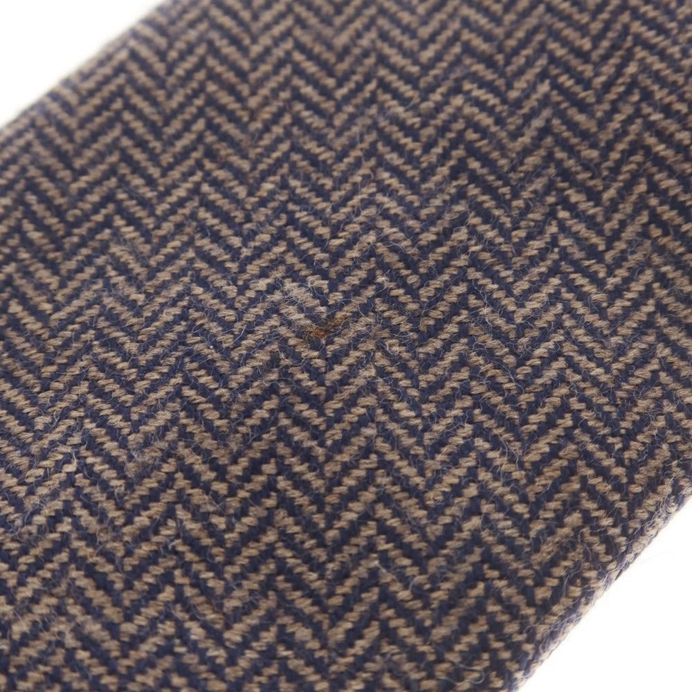 【中古】パオロ アルビザッティ PAOLO ALBIZZATI ウール ヘリンボーン ネクタイ ネイビーxベージュ【 状態ランクB 】【 メンズ 】