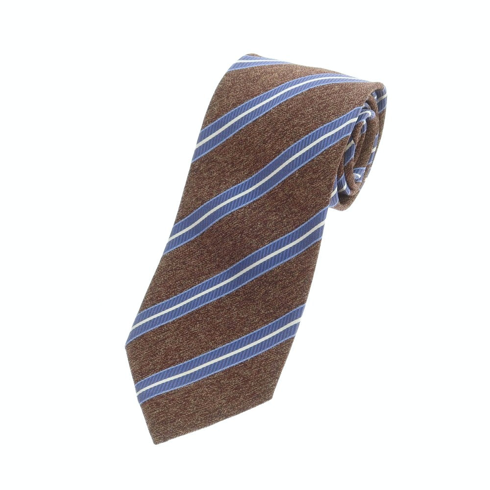 【中古】カラブレーゼ Calabrese シルク ストライプ柄ネクタイ ブラウンxネイビー【 状態ランクB 】【 メンズ 】