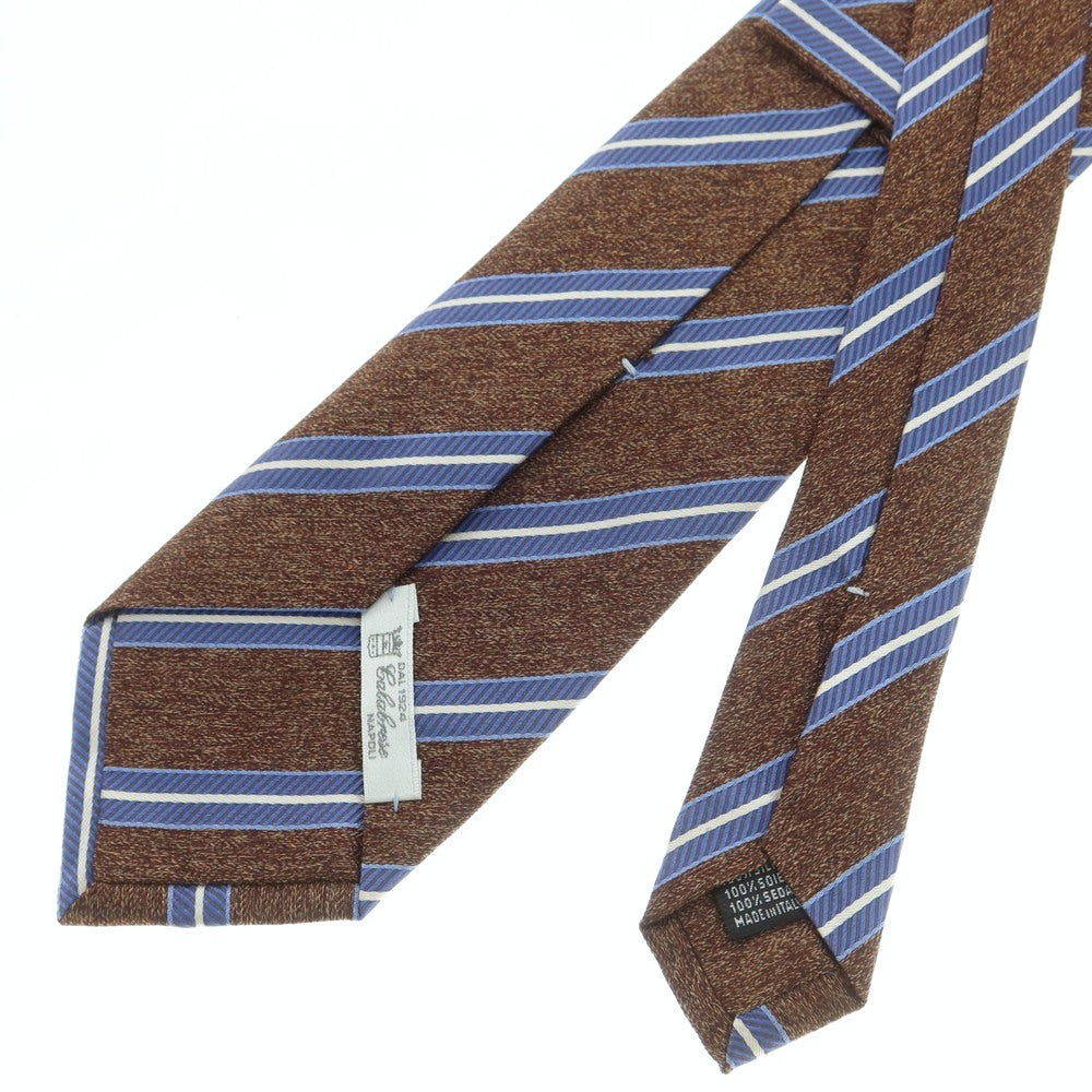 【中古】カラブレーゼ Calabrese シルク ストライプ柄ネクタイ ブラウンxネイビー【 状態ランクB 】【 メンズ 】