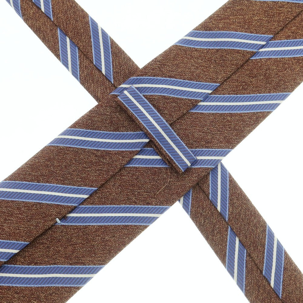 【中古】カラブレーゼ Calabrese シルク ストライプ柄ネクタイ ブラウンxネイビー【 状態ランクB 】【 メンズ 】