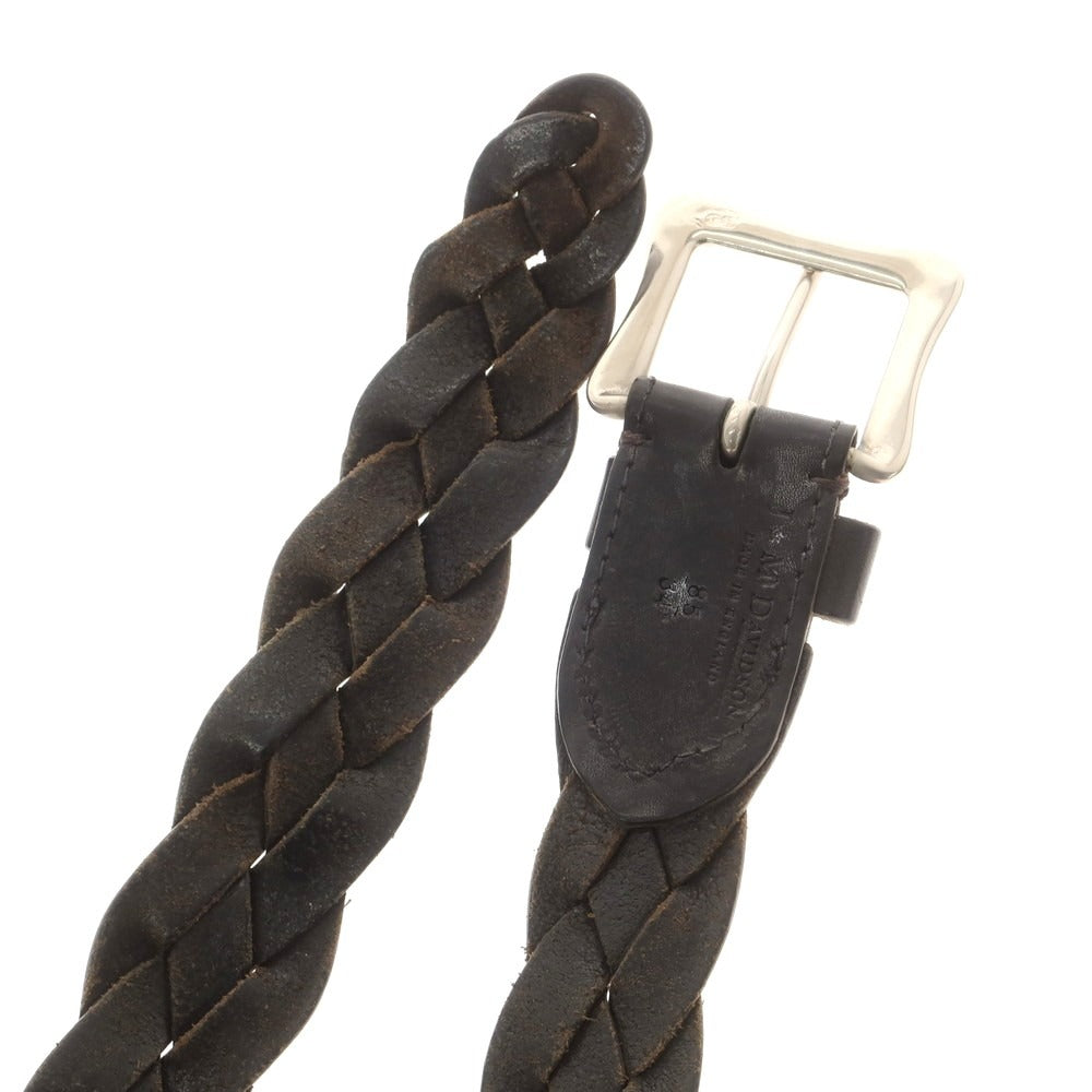 【中古】ジェイアンドエムデヴィッドソン J&M Davidson レザー メッシュベルト ブラックxシルバー【 85 】【 状態ランクC 】【 メンズ 】