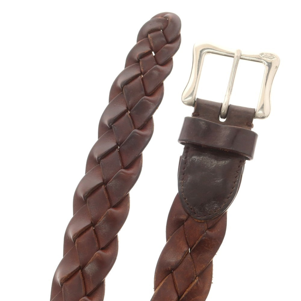 【中古】ジェイアンドエムデヴィッドソン J&M Davidson レザー メッシュベルト ブラウンxシルバー【 85 】【 状態ランクC 】【 メンズ 】