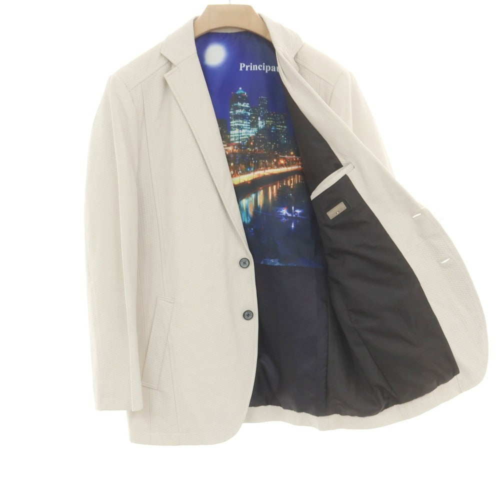 【中古】バラッシ barassi シープレザー 2B カジュアルジャケット オフホワイト【 50 】【 状態ランクB 】【 メンズ 】