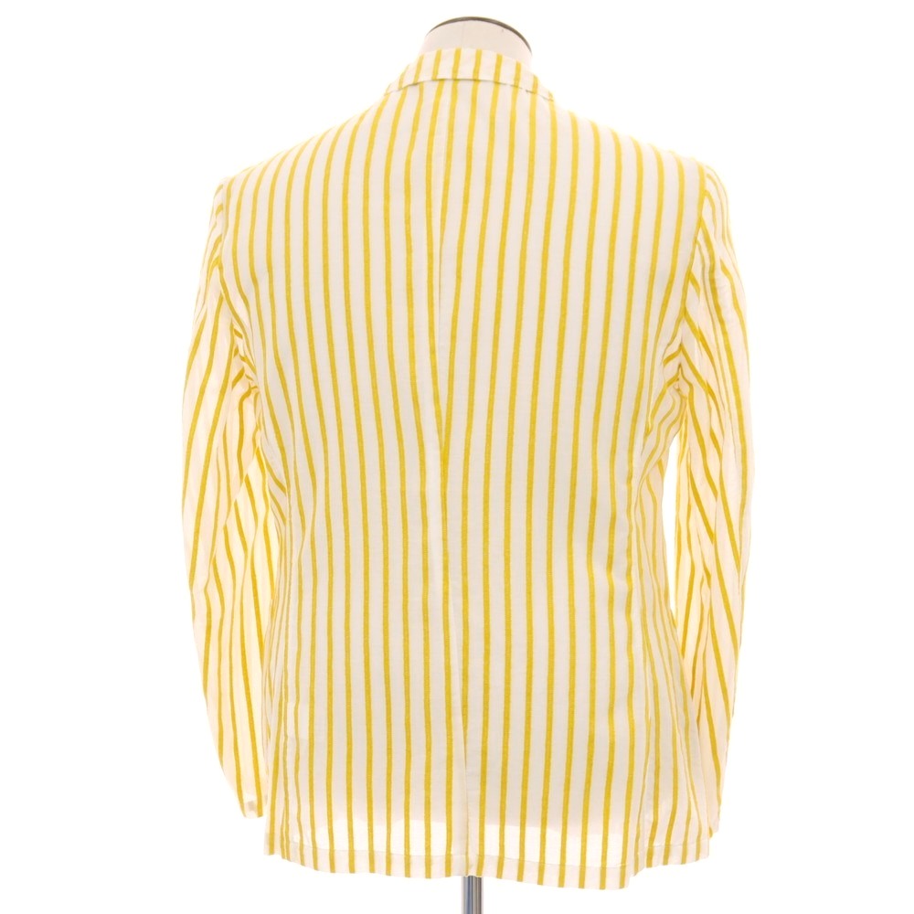 【中古】ジーステージ g-stage コットン ストライプ 2B カジュアルジャケット ホワイトxイエロー【サイズ50】【 状態ランクB 】【 メンズ 】