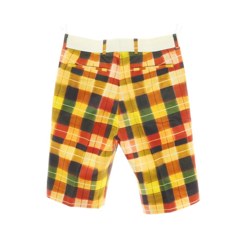 【中古】ポールスミス Paul Smith ストレッチ コットン チェック プリント ショートパンツ オレンジ【サイズL】【 状態ランクA 】【 メンズ 】