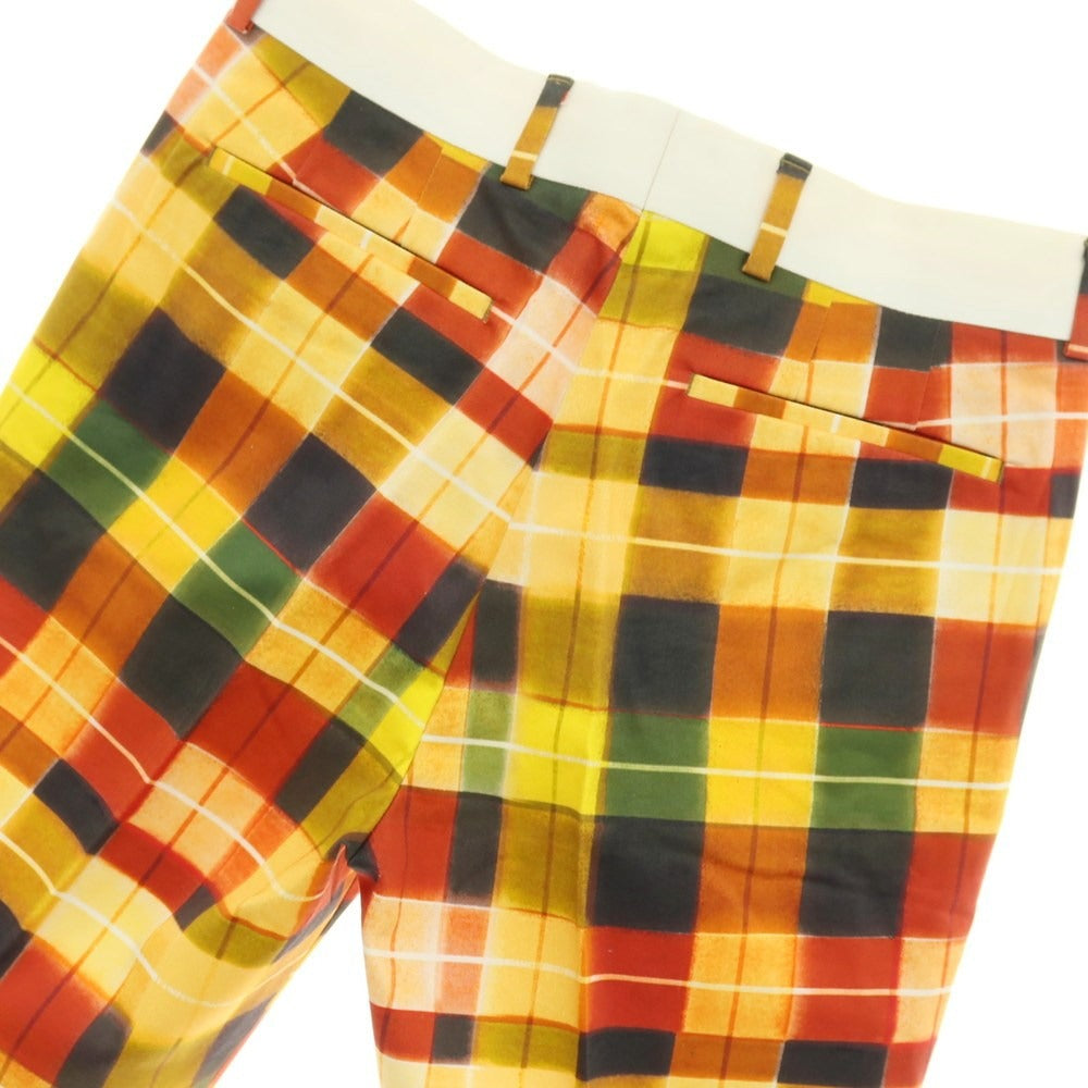 【中古】ポールスミス Paul Smith ストレッチ コットン チェック プリント ショートパンツ オレンジ【サイズL】【 状態ランクA 】【 メンズ 】